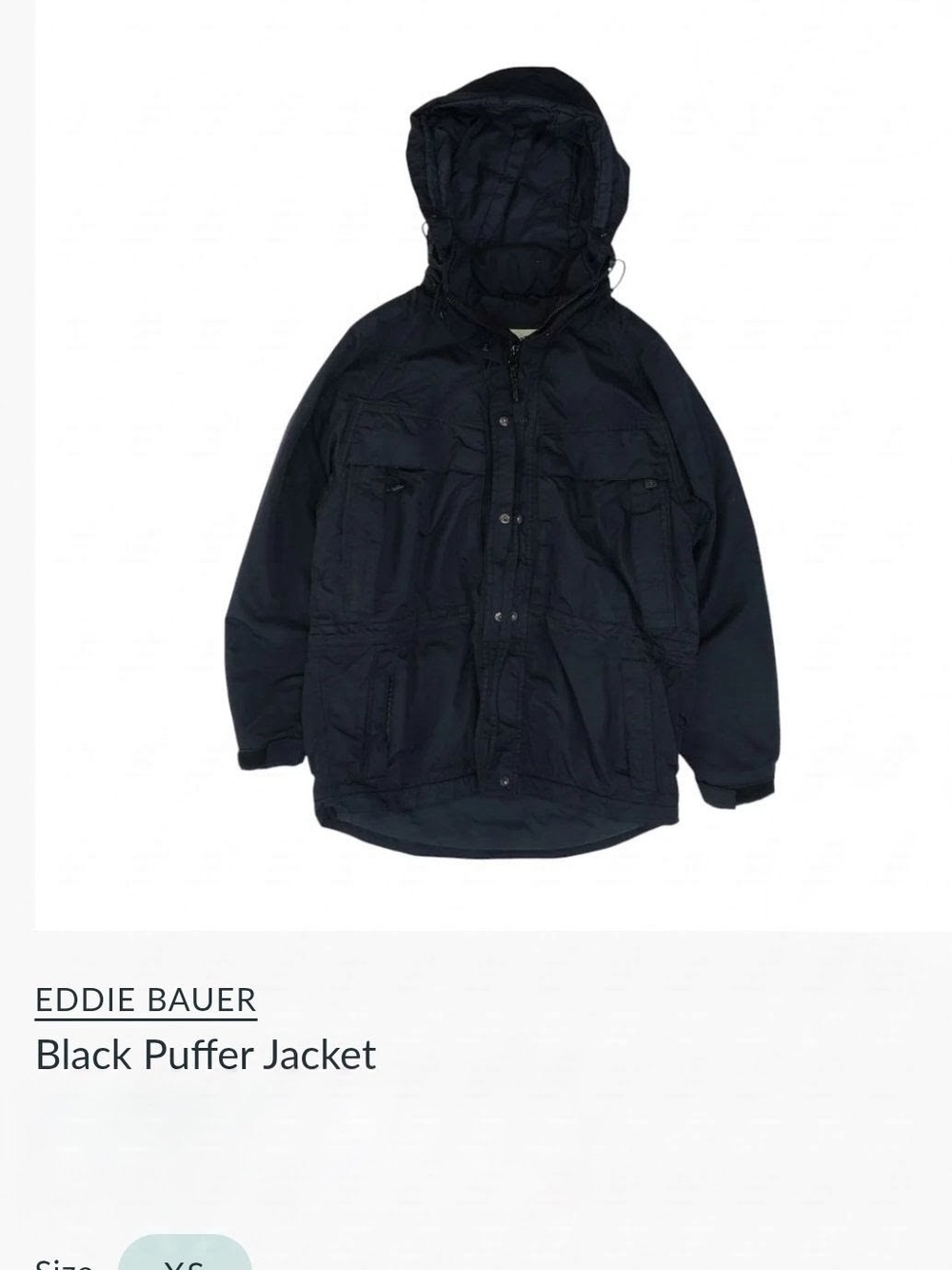 Eddie Bauer Hooded Black Puffer Parka